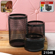 Khyati Trio Metal Mesh Pen Stand  3-in-1 Round Desk Organizer Set thumbnail 6