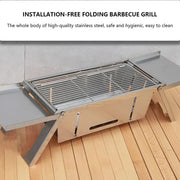 Portable Bbq  Barbecue Grill Stainless Steel Folding Charcoal Grill (1 Set  Net Weight  2207 Gm) thumbnail 1