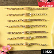 Metal Rakhi Bracelet For Brother Chain Rakhi With Wording (Mix Design 1 Pc) thumbnail 6