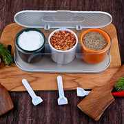 Home Kitchen 3 Grid Seasoning Spice  Masala Box Kit With Spoon (Multicolor  1 Set) thumbnail 5