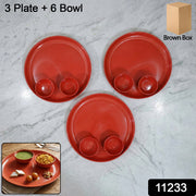 Multipurpose Serving Plate And Bowl Set 3 Plate 6 Bowl (Mix Color) thumbnail 7