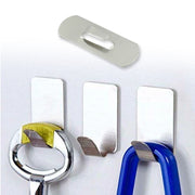 9418  Multipurpose Stainless Steel Wall Hanging Hook 12 Pc Self Adhesive Stainless Steel Heavy Duty Wall Hooks For Hanging Clothes Calender Bathroom Tiles Kitchen Key Hange (18 Pc Set) thumbnail 2