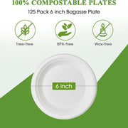 Freshee 6 Inch Round Compostable Bagasse Plate (10 Pcs Pack) thumbnail 2