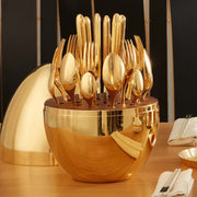 10010 Premium Cutlery Set 24 Pcs With Oval Shaped Stand  Beautiful Stylish Oval Designed Cutlery Sets Egg-shaped Luxury Spoon Holder Set (Golden  24 Pcs Set) thumbnail 2