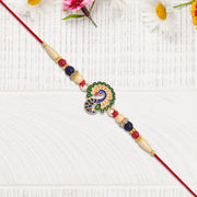 Multicolor Peacock Rakhi With Beads thumbnail 2