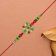 Floral Designer Rakhi With Multicolor Beads thumbnail 1