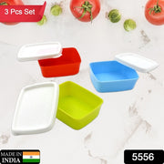 5556 Plastic Airtight Containers Set Small Plastic Container Set Rectangular Plastic Food Pickle Fridge Containers Multicolor Kitchen Storage Container (3 Pcs Set) thumbnail 6
