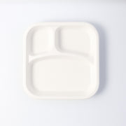 Compostable Bagasse 3-compartment Square Meal Plate thumbnail 3