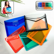 Transparent Document File Folder  Multi-color Button Closure File Bags (1 Pc  Mix Color) thumbnail 1