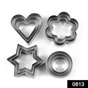 0813 Cookie Cutter Stainless Steel Cookie Cutter With Shape Heart Round Star And Flower (12 Pieces) thumbnail 5