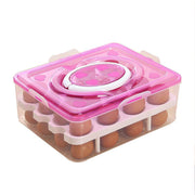 5725 2layer 32 Grid Egg Tray With Lid Egg Carrier Holder For Refrigerator Camping Food Storage Container With Handle (1 Pc ) thumbnail 4