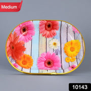 Medium Plastic Flower Printed Design Serving Tray (1 Pc  31 X 21 Cm) thumbnail 5