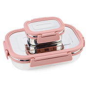 Premium Stainless Steel Leak Proof Air Tight Lunch Boxes (900ml+200ml Approx  2 Pc Set) thumbnail 3