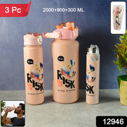 Cartoon Printed Water Bottle - (3 Pc  Set) thumbnail 7