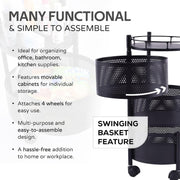 Metal Round High Quality Kitchen Trolley With Wheels (3 Layer  1 Pc) thumbnail 3