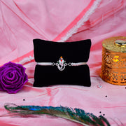 Stylish Ganesha Rakhi With Enamel Highlights And Silver Metal Chain thumbnail 3