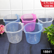 Plastic Round Transparent Bath Water Mug (5 Pc  Mix Colour  1200 Ml) thumbnail 7