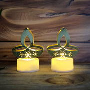 Golden Diya Shaped Led Tealight Candles (12 Pc) thumbnail 4