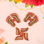 Decorative Laxmi Charan (Pagla)  Swastik Combo Set (3pc Set) thumbnail 2
