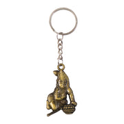 Premium Antique-gold Metal Bal Krishna Makhan Chor Keychain (1 Pc) thumbnail 4