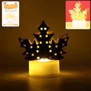 Decorative Led Gold Metal Leaf Diya Lamp (1 Pc) thumbnail 1