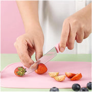 5490 Mini Travel Cutting Board Set 4 Pcs Portable Mini Camping Plastic Cutting Board  Knife Fruits  Vegetable Peeler Scissors Kitchen Knives Set For Travel Picnic Camping Outdoor Park (4 Pc Set) thumbnail 1