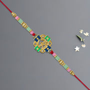 Om Rakhi With Colorful Beads thumbnail 2
