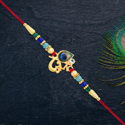 Divine Govind Rakhi With Peacock Feather Design And Multicolor Beads thumbnail 4