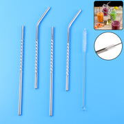 579 Set Of 4 Stainless Steel Straws  Brush (2 Straight Straws 2 Bent Straws 1 Brush) thumbnail 2