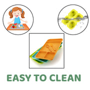 2037 4compartment Dish With Spoon And Fork(1 Dish Set With 1spoon And 1fork) Dinner Plate Plastic Compartment Plate Pav Bhaji Plate 4-compartments Divided Plastic Food Plate. thumbnail 5