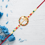 Krishna Flute Rakhi With Colorful Leaf Motif  Beads thumbnail 2
