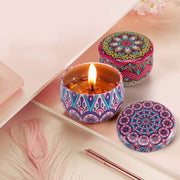 Premium Decorative Mandala Printed Metal Candle Container (4 Pc) thumbnail 3