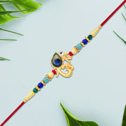 Divine Govind Rakhi With Peacock Feather Design And Multicolor Beads thumbnail 3