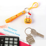 Cute Cartoon Cat  Pumpkin Theme Silicone Keychain (1 Pc) thumbnail 2