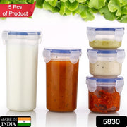 5830 Plastic Liquid Round Airtight Food Storage Container With Leak Proof Locking Lid Bpa Free Container For Kitchen 5 Pcs Set (Transparent  ( Approx Capacity 110 Ml160 Ml210 Ml400 Ml500 Ml) thumbnail 6