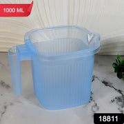 Plastic Square Transparent  Bath Water Mug (1 Pc  1000 Ml  Mix Color) thumbnail 7