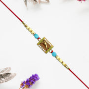 Leaping Deer Rakhi With Stone-studded Frame And Beads thumbnail 3