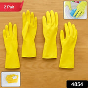 4854 2 Pair Med Yellow Gloves For Types Of Purposes Like Washing Utensils Gardening And Cleaning Toilet Etc. thumbnail 5