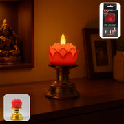 Premium Lotus Shaped Led Flameless Candle With Decorative Holder (1 Pc) thumbnail 2
