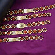 Gold Plated Designer Circular Bead Bracelet Rakhi For Brother (Mix Design  1 Pc) thumbnail 4