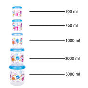 2446 Plastic Transparent Container Air Tight Dabba Set (3000ml 2000ml 1000ml 750ml 500ml) thumbnail 3