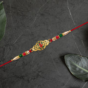 Religious Ganesha Rakhi In Gold Finish thumbnail 3