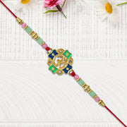 Om Rakhi With Colorful Beads thumbnail 3
