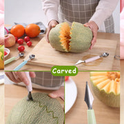 7031 Multifunctional Stainless Steel Fruit Vegetable Pattern Carving Knife Peeler Corer Spherical Dig Ball Scoop Garnishing Dig Ball Spoon Kit. thumbnail 5