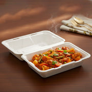 Vegnar Premium Bagasse Clamshell Food Box (10 Pc 9x6 Inch) thumbnail 5