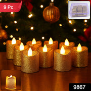 Christmas Premium Glitter Led Tealight Candles (9 Pc Set) thumbnail 7
