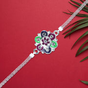 Silver Flower Motif Rakhi thumbnail 1