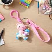 Cute Pig Riding Unicorn Cartoon Keychain (1 Pc) thumbnail 1
