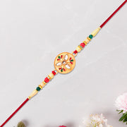 Sacred Kalash Design Rakhi With Embellished Beads And Red Thread thumbnail 3