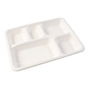 5-compartment Rectangle Lunch Compostable Bagasse Plate  10 Pcs Pack thumbnail 4